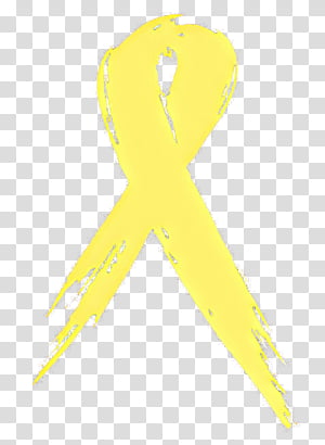 A bright yellow awareness ribbon on a transparent background, symbolizing support for various causes including childhood cancer and sarcoma.