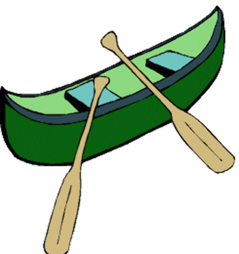 Canoe and Paddles Illustration - Outdoor Adventure Clipart