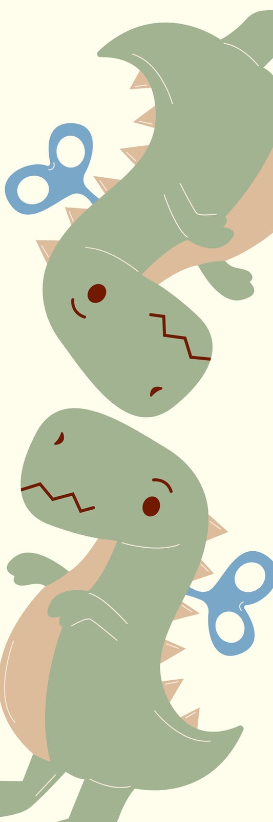Two cute green wind-up dinosaur toys with blue keywinds and smiling faces, one upright and one upside-down.