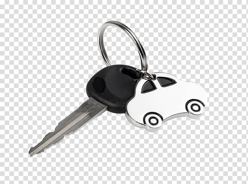 Car Key with Car-Shaped Keychain - High-Quality PNG Image