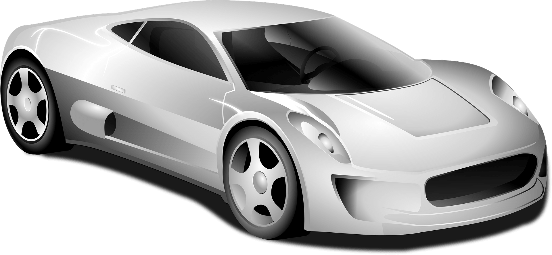 Modern Silver Sports Car Illustration - High-Performance Design Visual