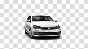 White Volkswagen Polo hatchback front three-quarter view on transparent background