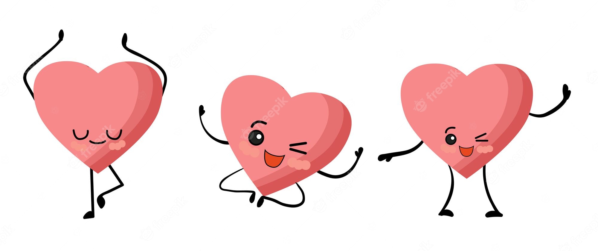 Love Heart valentine day characters dancing happy Clip Art Library