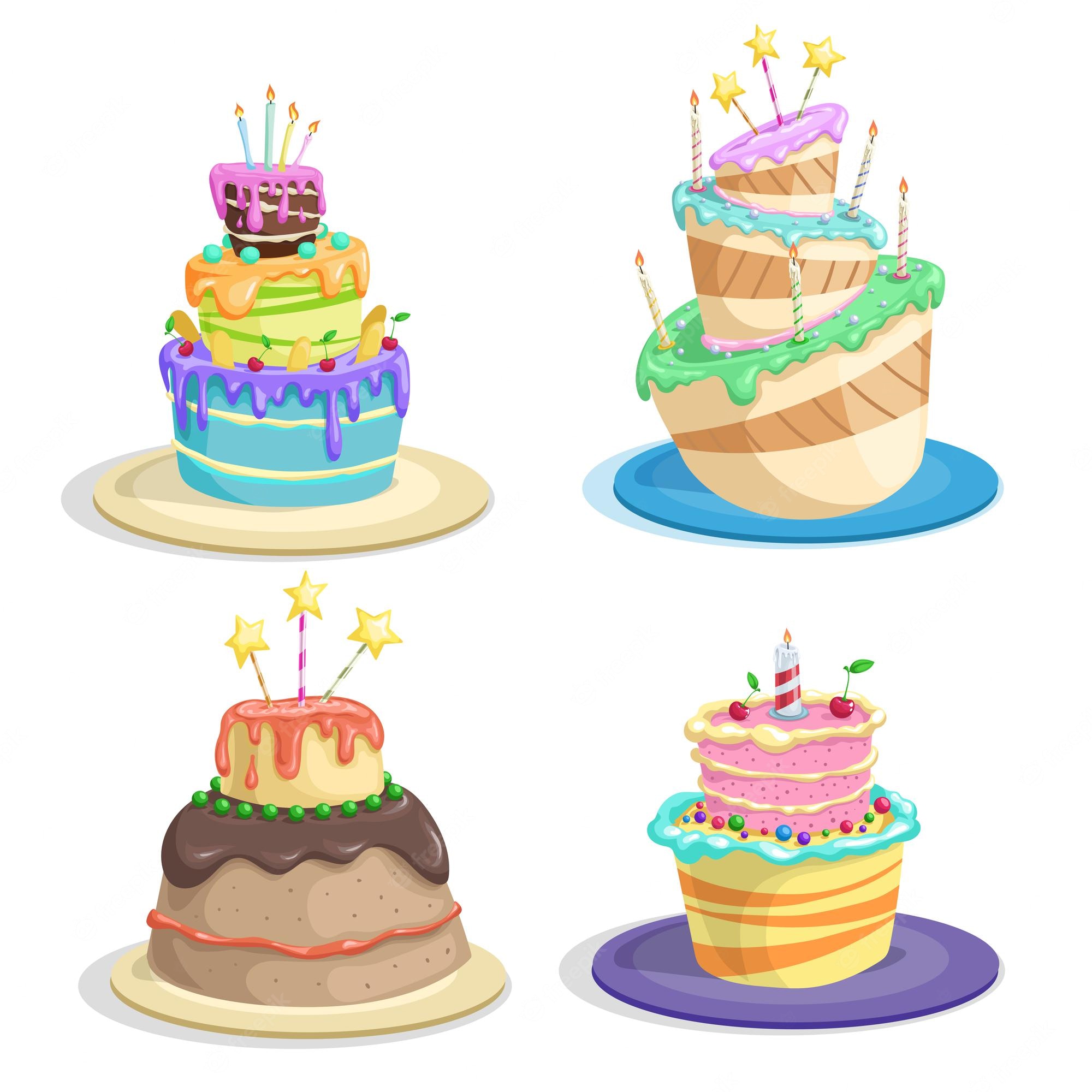 Festive Birthday Cake Illustrations - Free Clipart for Celebrations