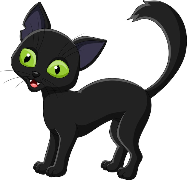 Playful Black Kitten Illustration - Free Clipart for Halloween & Kids Content