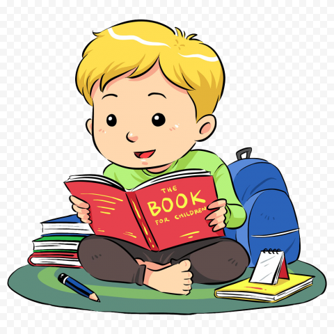 Boy Sitting And Reading A Book Clip Art - Boy With Book Clip Art - Clip ...