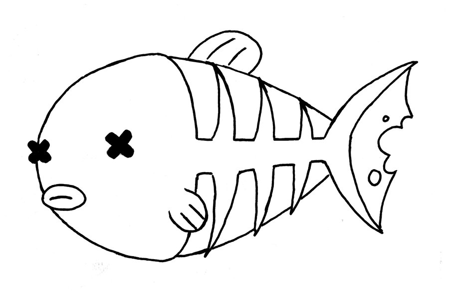 Cute Dead Fish Coloring Page - Free Printable Illustration