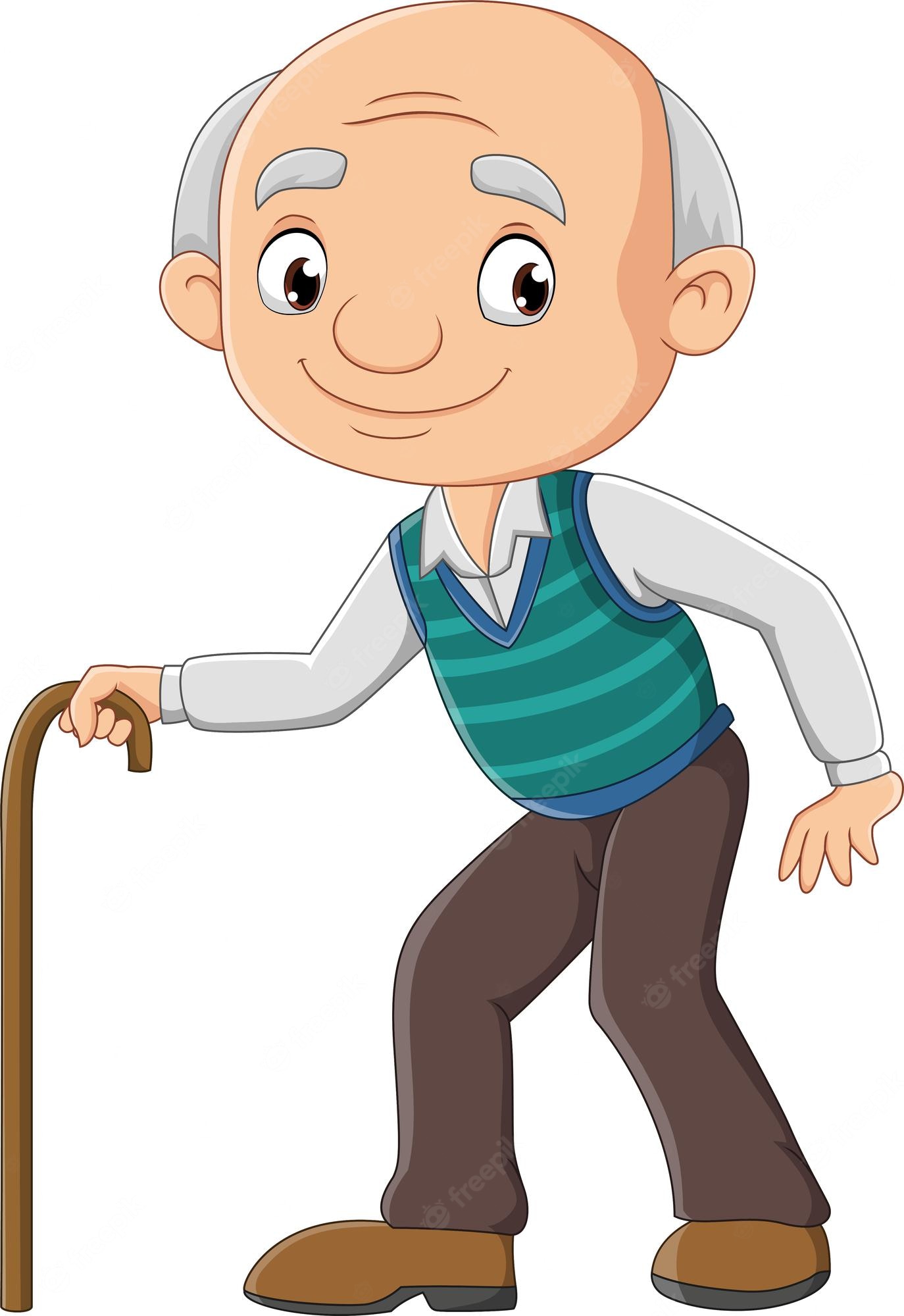 Cheerful Elderly Man Cartoon Illustration - Free Vector Image