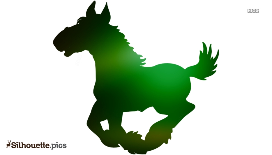Green gradient silhouette of a galloping horse in motion, stylized vector illustration.