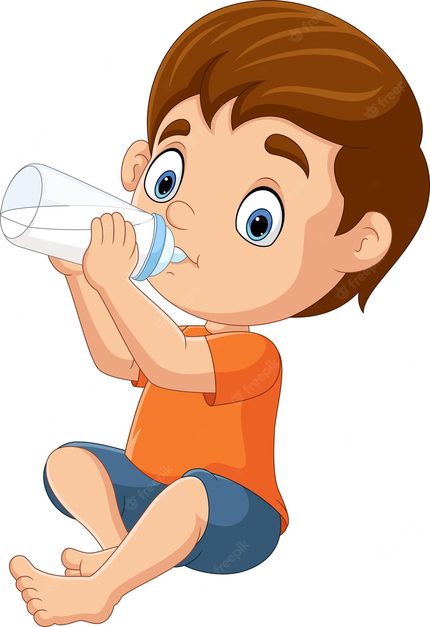 Premium Vector Happy Cute Kid Boy Drink Fresh Milk Clip Art Library