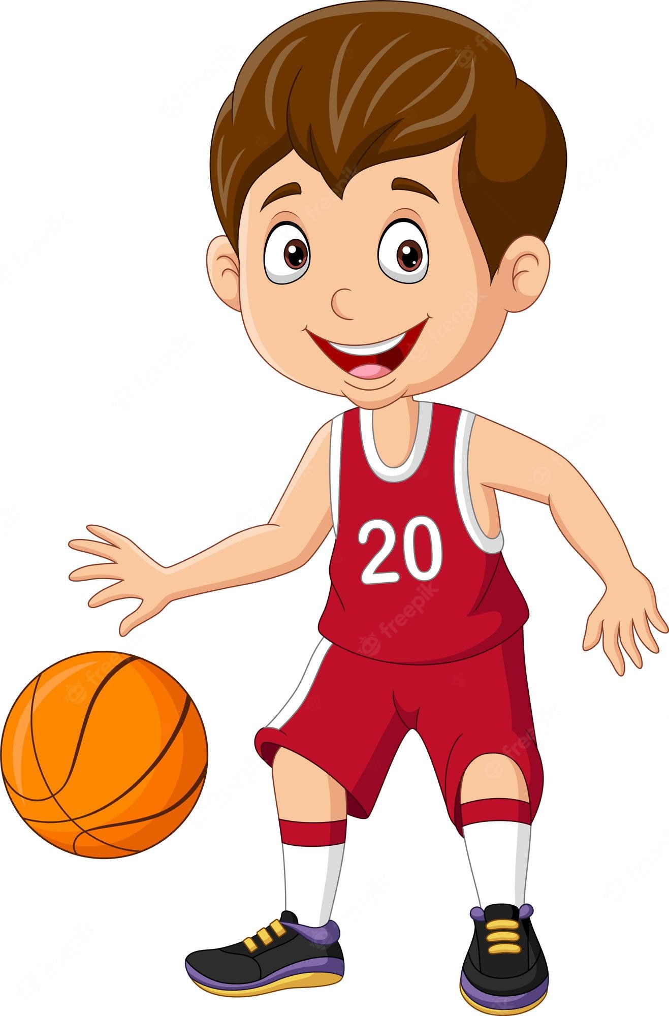 Basketball Clipart-cute Boy bouncing a basketball with one hand