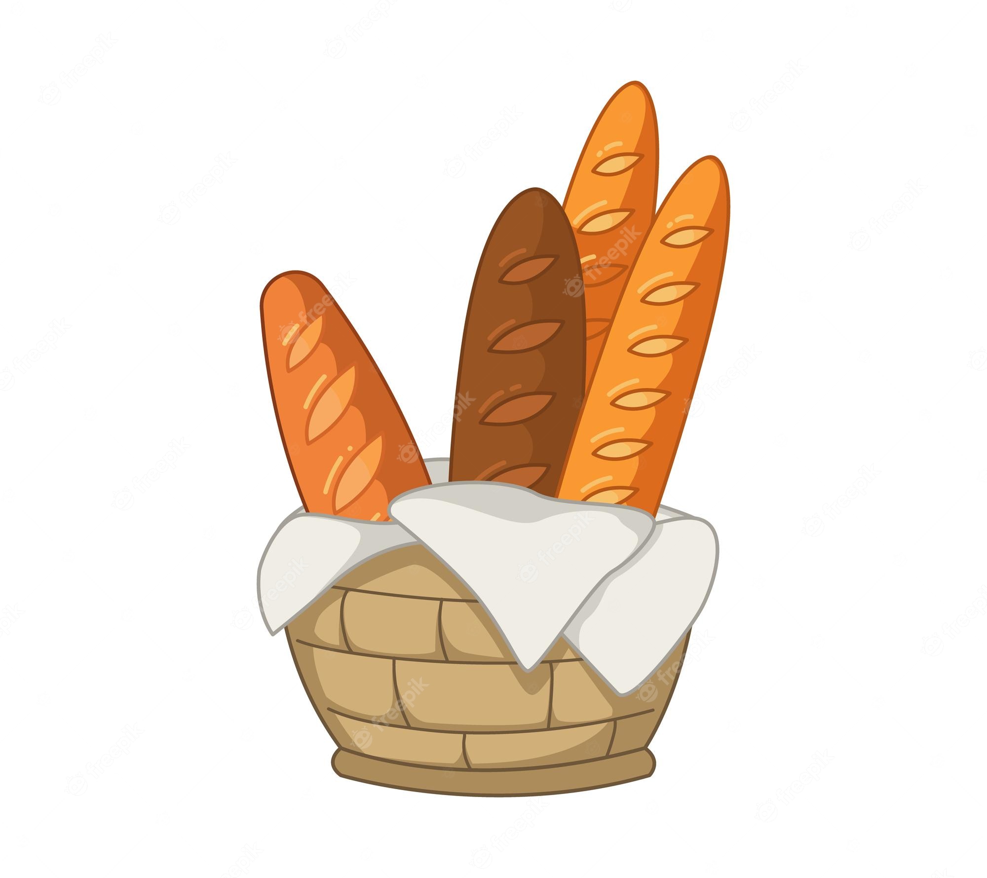 Freshly Baked Baguettes In A Woven Basket Bakery Illustration 