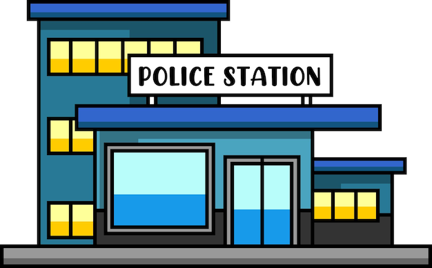 Cartoon Police Building Vector Hand Drawn Illustration Isolated Transparent Background 20412 1784 