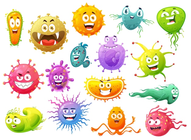 Viruses Vector Cartoon Bacteria Bacterial Infection Stock Vector - Clip ...