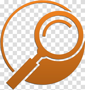 Orange magnifying glass icon symbolizing search, analysis, or investigation on transparent background.