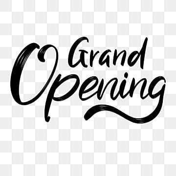Elegant black script text reading "Grand Opening" on transparent background.
