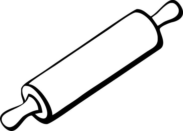 Simple black-and-white line drawing of a classic wooden rolling pin with handles.