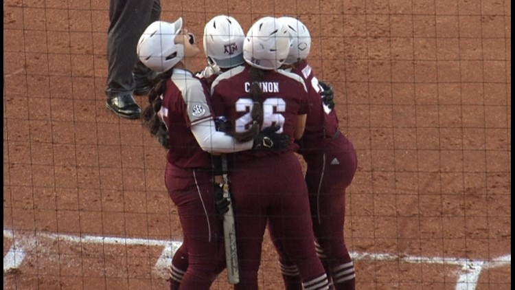 Texas A&M Softball Team Celebration Moment | Official Athletics Photo