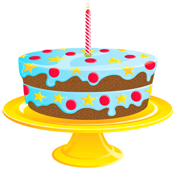 Festive Birthday Cake with Candle - Free Clipart Image