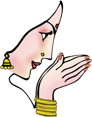 Traditional Indian Woman in Namaste Pose - Cultural Illustration