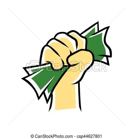 A clenched fist gripping green banknotes, symbolizing financial power or protest.