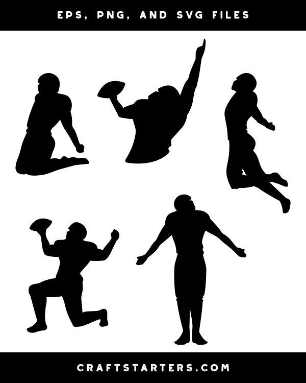 Football Player Silhouettes - EPS, PNG & SVG Clipart for Design Projects