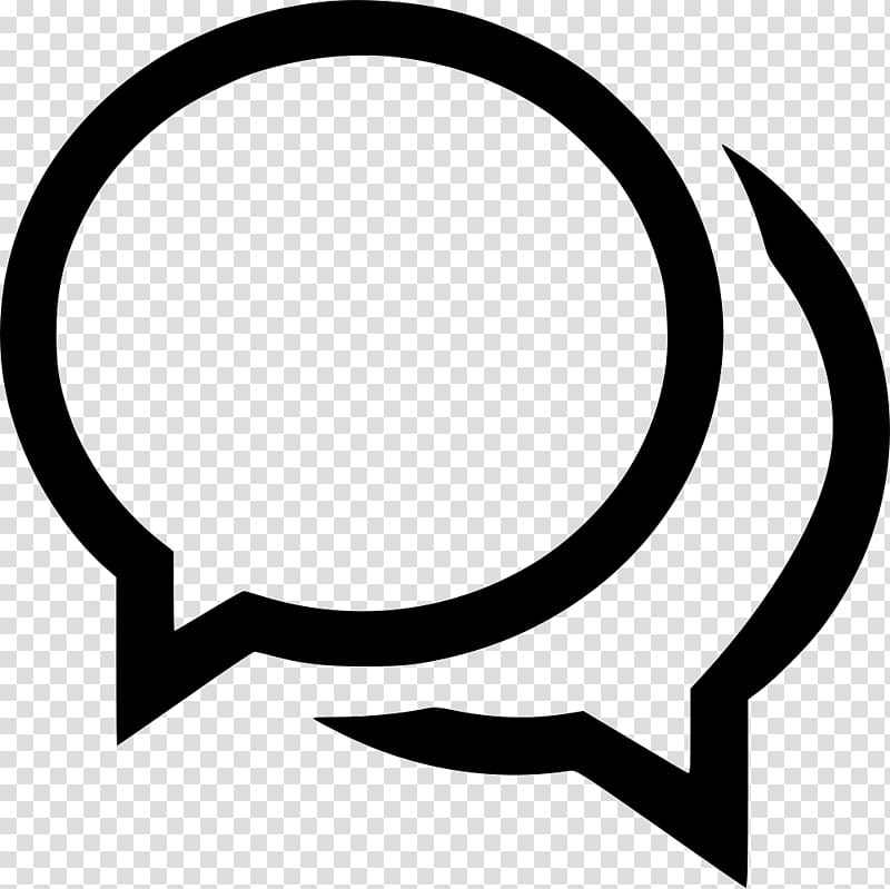 Two overlapping speech bubbles symbolizing conversation or messaging.