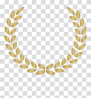 Golden laurel wreath symbolizing victory, honor, or achievement on transparent background.