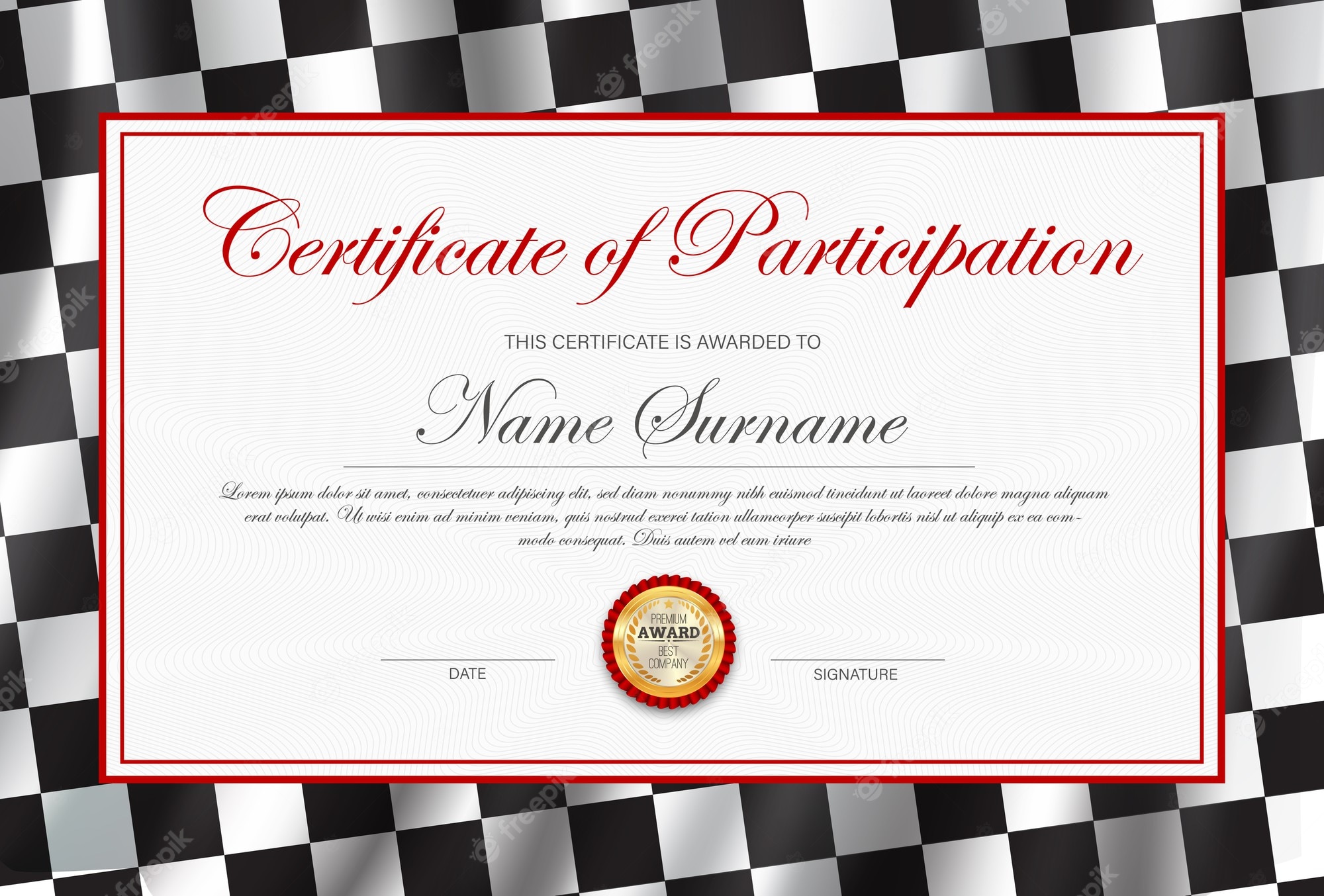 Free Racing Certificate of Participation Template - Download & Customize