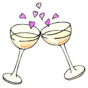 Celebrate Love with a Toast - Romantic Wine Glass Illustration