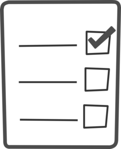 Black checklist icon with three line items and the top item checked in white.
