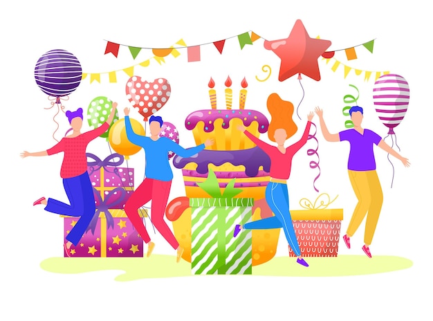 Happy Birthday Celebration Illustration - Festive Party Scene