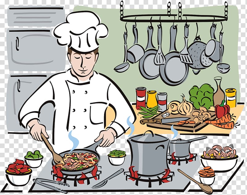 Chef Preparing Food in a Kitchen - Royalty Free Clip Art Picture - Clip ...