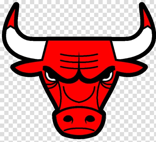 Chicago Bulls logo featuring a red bull head with white horns and black outlines on transparent background.