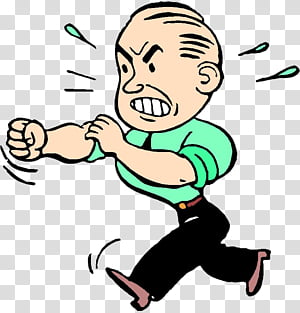 Angry Man Running - Expressive Cartoon Illustration for Emotion or Conflict Themes