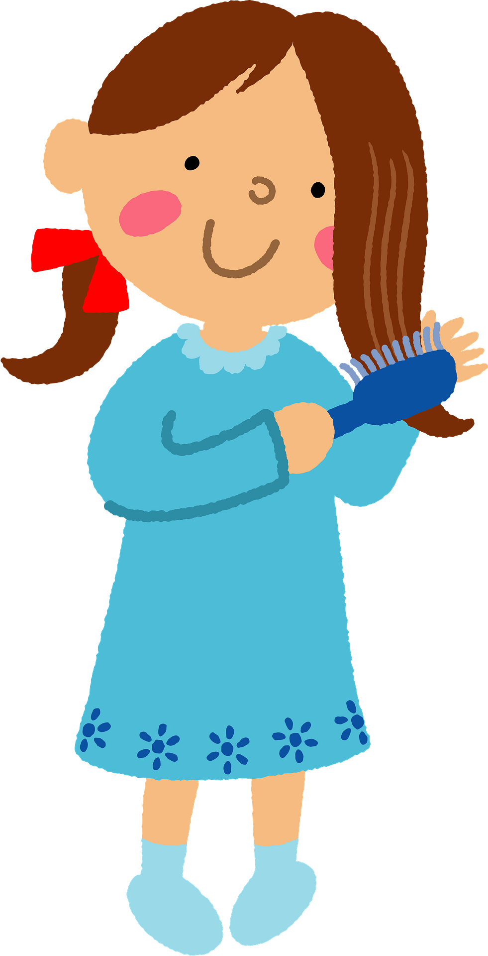 Girl Is Brushing Hair Clipart Free Download Transparent PNG Clip 