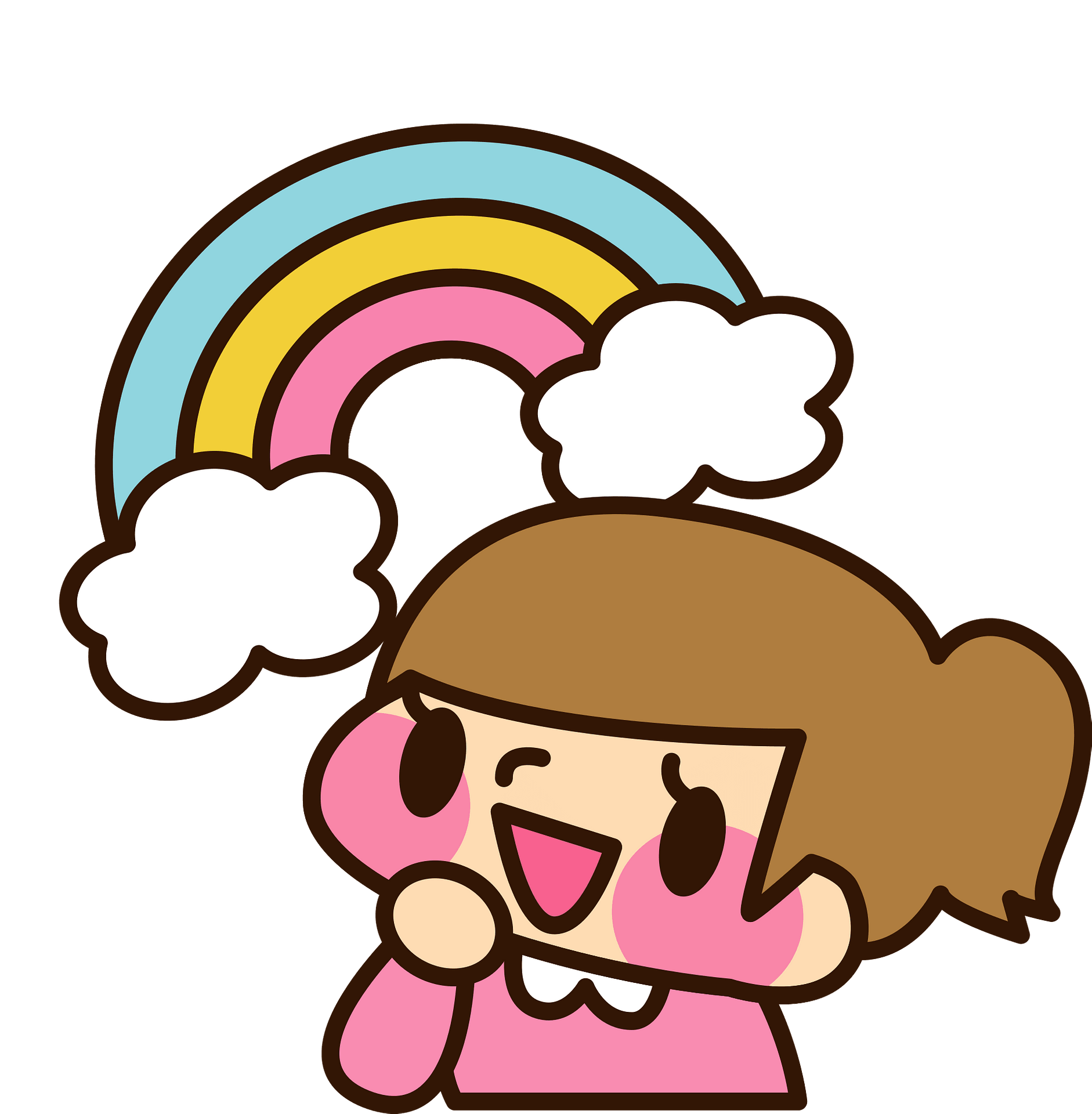 Happy Cartoon Girl with Rainbow - Free Illustration for Kids’ Content