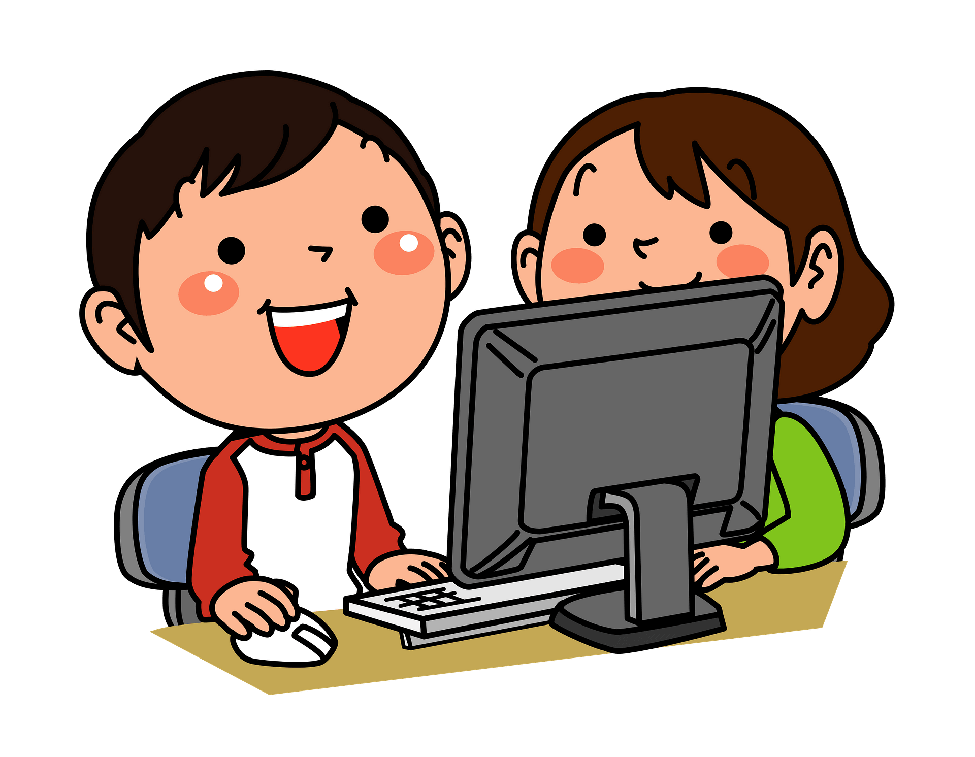 Vector Illustration Of Kid With Computer Stock Illustration - Clip Art ...