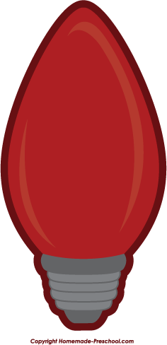 Red C7-style Christmas light bulb illustration with gray screw base, glossy finish, and holiday-themed design.