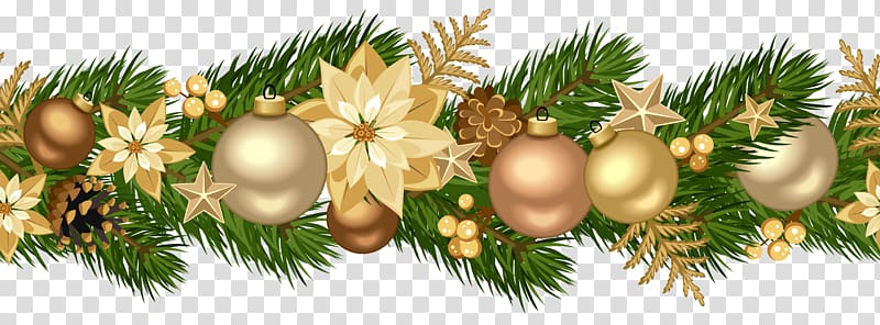 Elegant Gold & Cream Christmas Garland Decorative Image