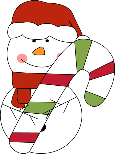 Festive Snowman with Candy Cane - Holiday Clipart