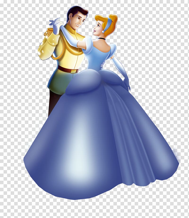 Cinderella and Prince Charming dancing in elegant ballroom attire, iconic Disney moment.