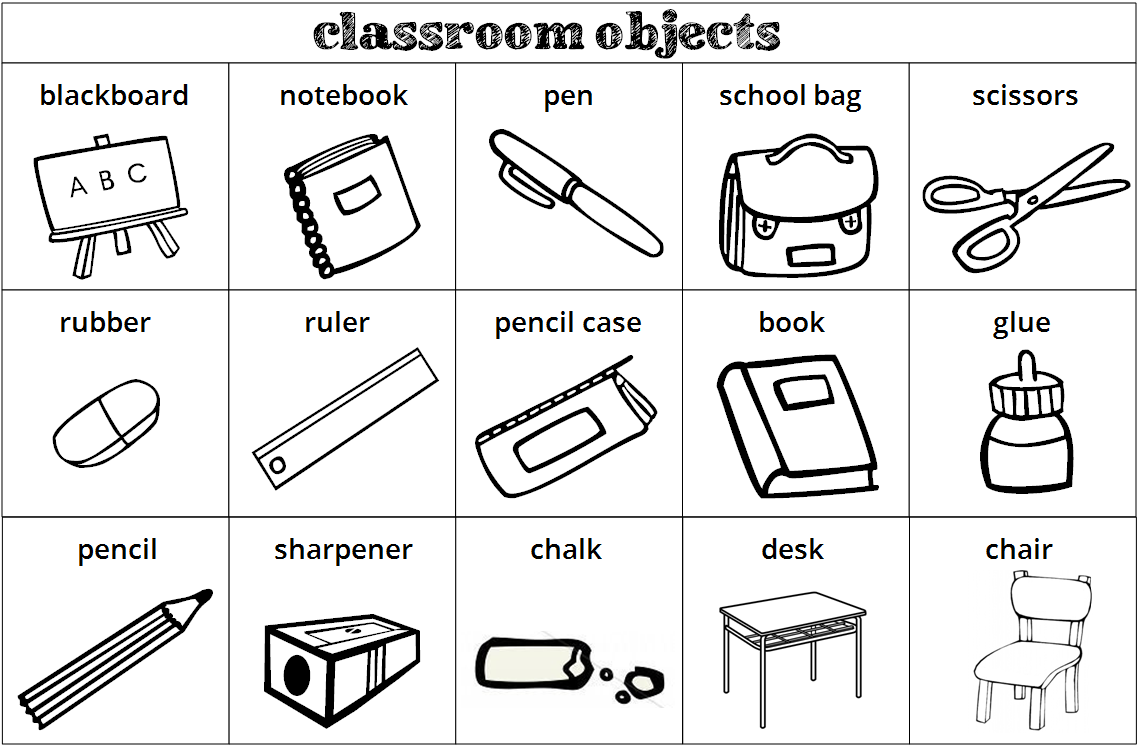 classroom objects clip art