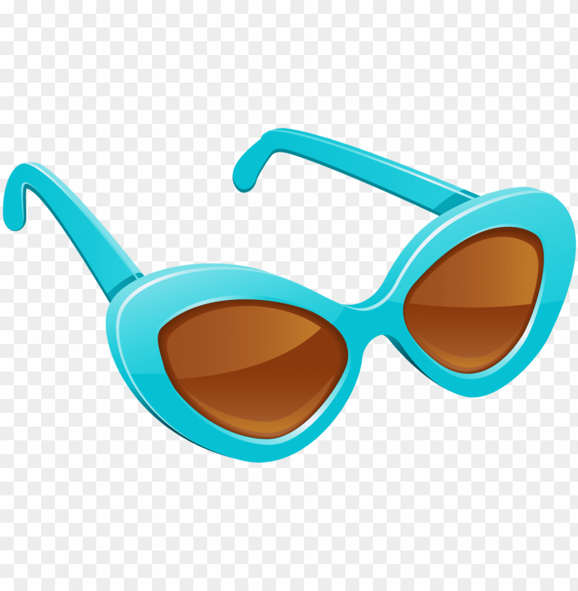 Stylish turquoise cat-eye sunglasses with brown gradient lenses on transparent background.