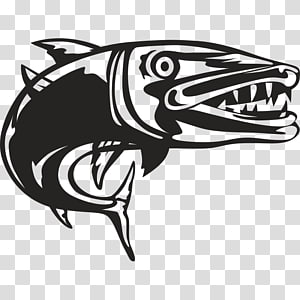 Barracuda Illustration - Bold Tribal-Style Fish Art for Tattoos & Design
