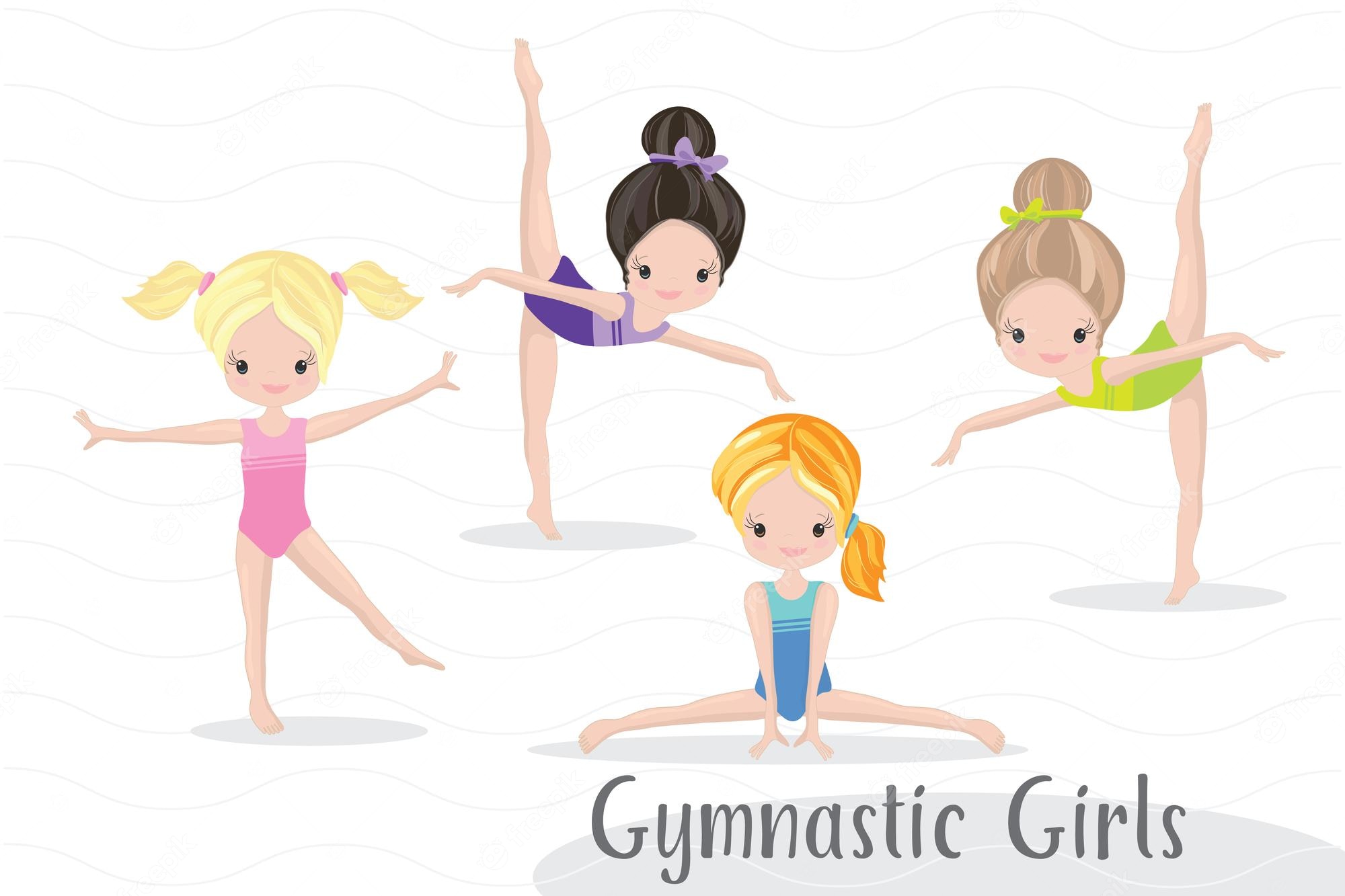 Cute Gymnastic Girls Illustration for Kids’ Activities & Printables