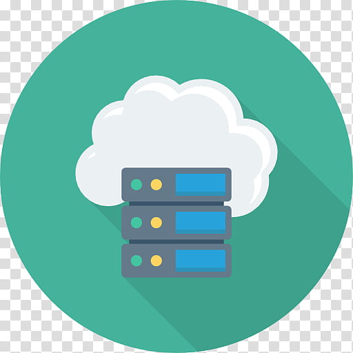 Cloud server stack icon showing three servers under a white cloud on teal background
