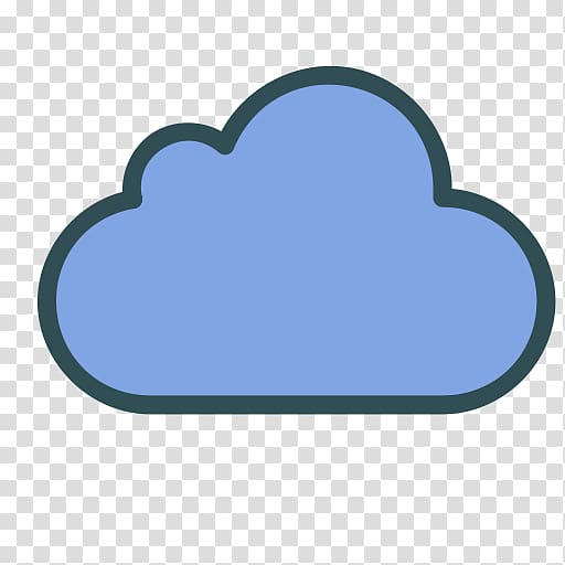 Blue cloud icon with dark teal outline on transparent background, representing cloud computing or weather.