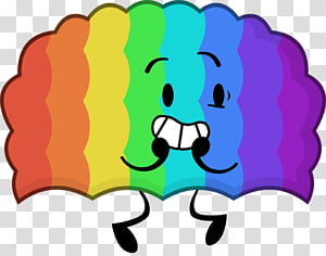 A cheerful rainbow-colored brain character with eyes, a smiling mouth, and legs, representing inclusivity and neurodiversity.
