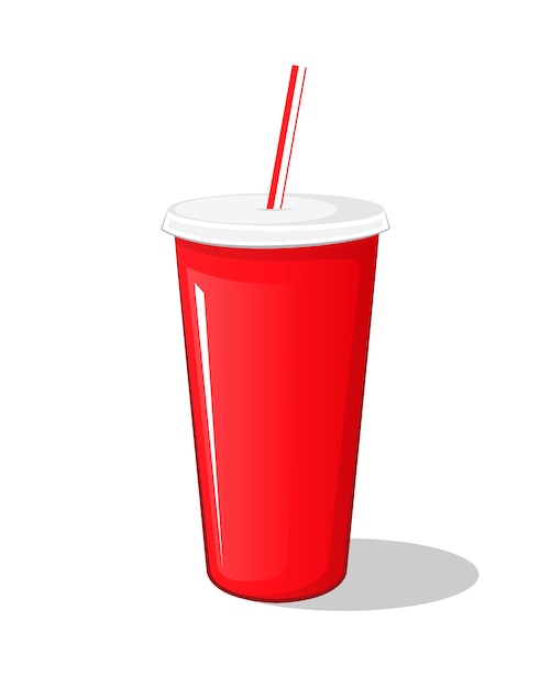 Red Disposable Cup with Straw - Illustration for Food & Beverage Content